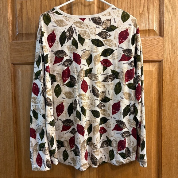 Vtg LA Blues Long Sleeve Shirt Top Fun Autumn Fall Leaves Theme Women’s 22W 24W - Picture 2 of 4